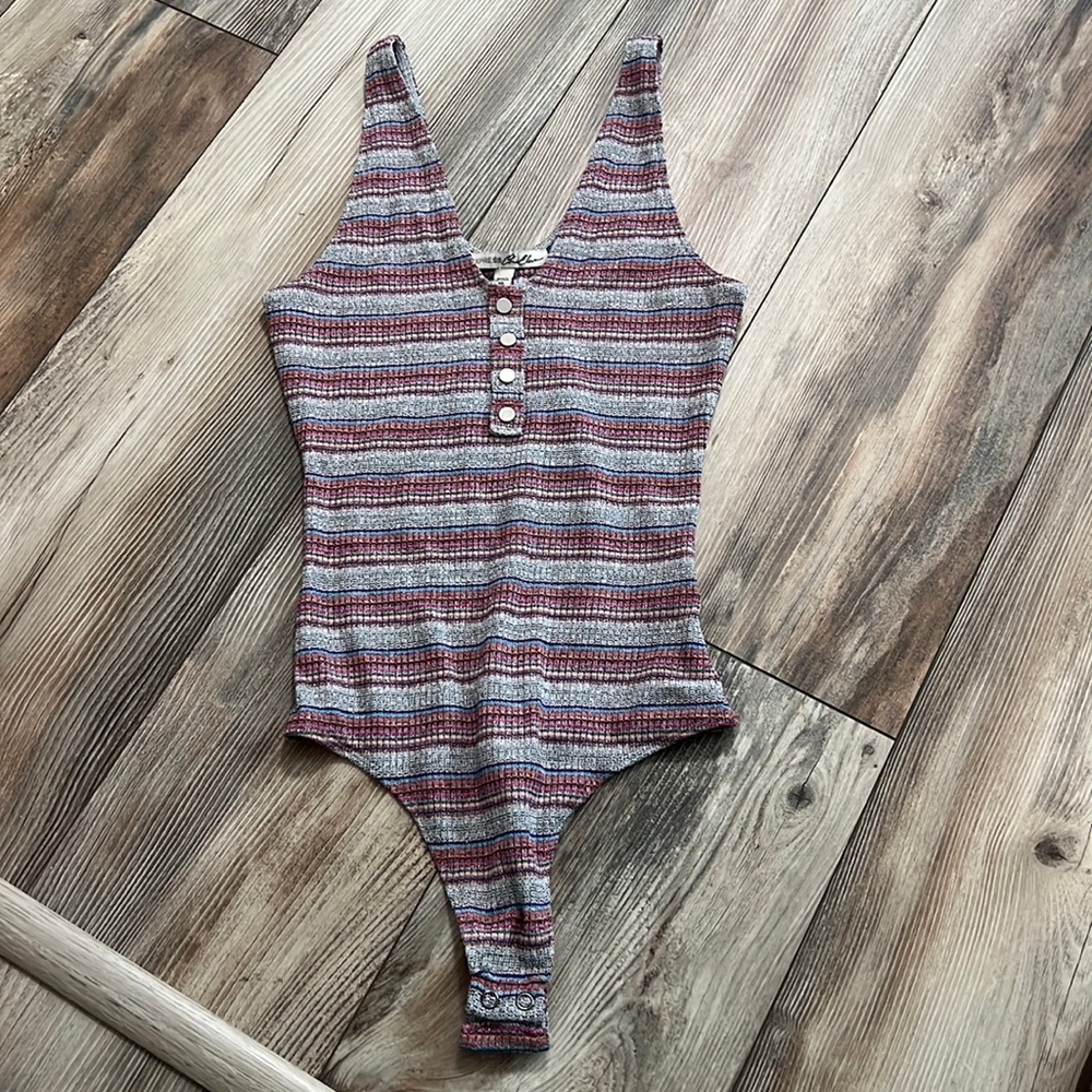 Express Pastel Shimmer Multi Color Thong Bodysuit